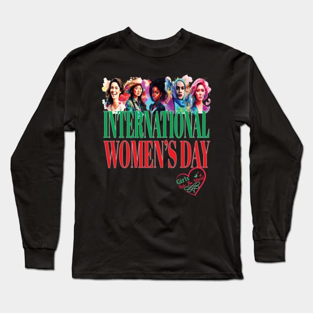 International Women's Day Girls Rule The World Peace Equity Long Sleeve T-Shirt by Envision Styles